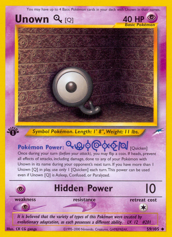 Unown [Q] (59/105) [Neo Destiny 1st Edition] | Play N Trade Winnipeg