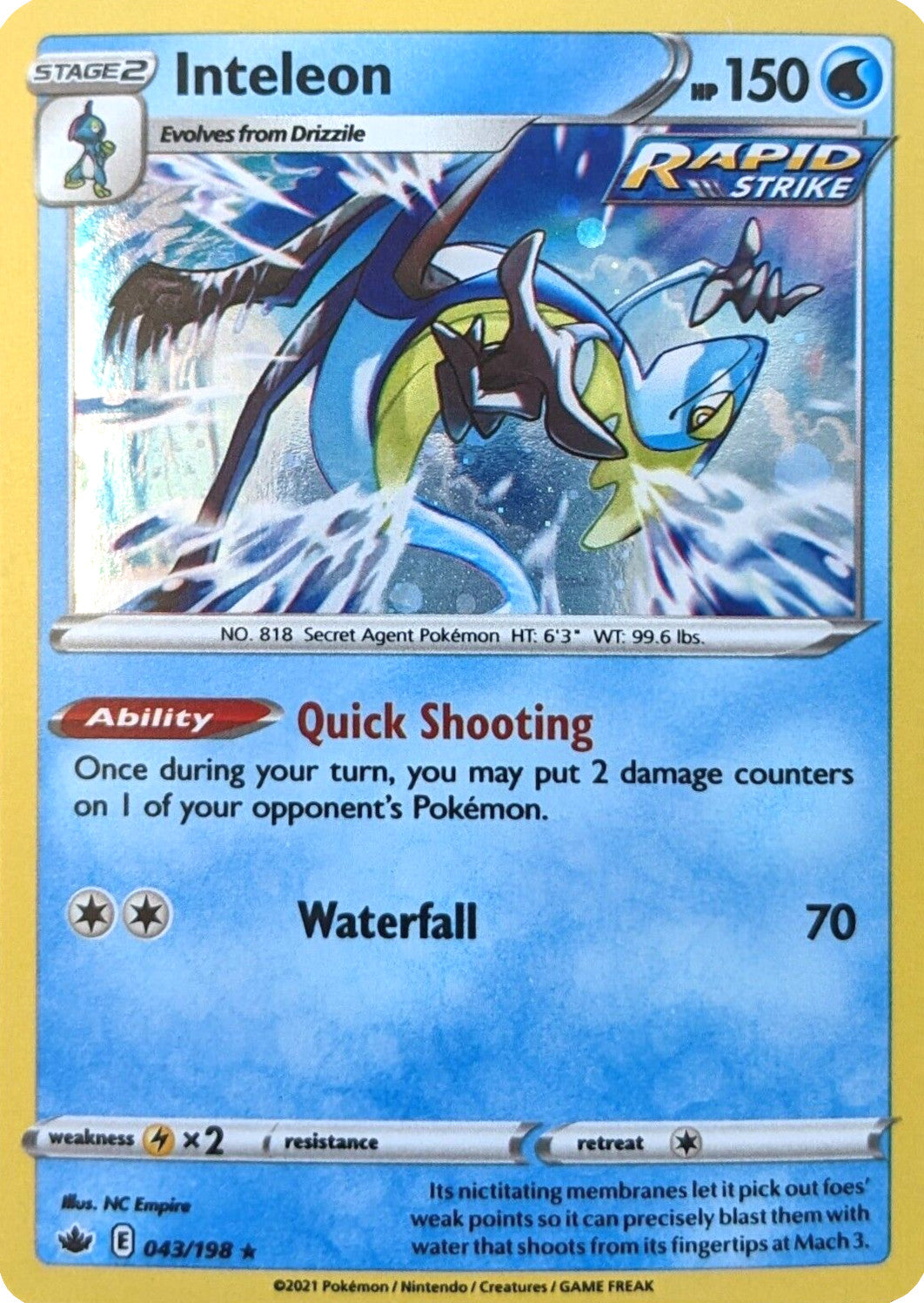 Inteleon (043/198) (Cosmos Holo) [Sword & Shield: Chilling Reign] | Play N Trade Winnipeg