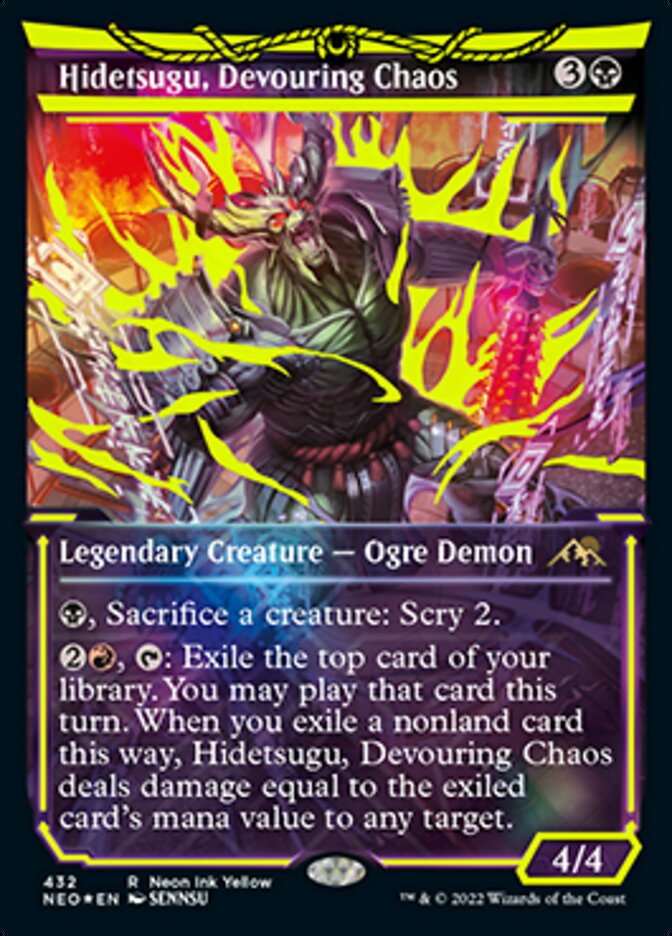 Hidetsugu, Devouring Chaos (Neon Ink Yellow) [Kamigawa: Neon Dynasty] | Play N Trade Winnipeg