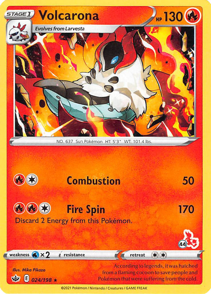 Volcarona (24/198) (Cinderace Stamp #44) [Battle Academy 2022] | Play N Trade Winnipeg