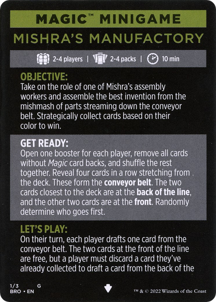 Mishra's Manufactory (Magic Minigame) [The Brothers' War Minigame] | Play N Trade Winnipeg