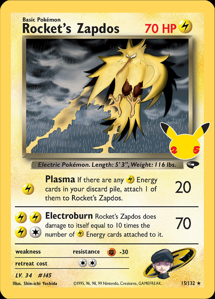 Rocket's Zapdos (15/132) [Celebrations: 25th Anniversary - Classic Collection] | Play N Trade Winnipeg