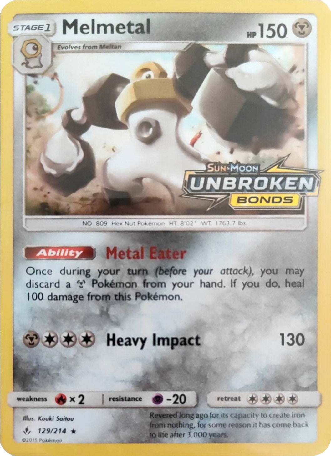 Melmetal (129/214) (Unbroken Bonds Stamped) [Sun & Moon: Unbroken Bonds] | Play N Trade Winnipeg