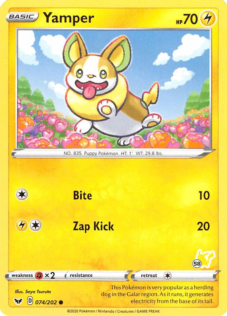 Yamper (074/202) (Pikachu Stamp #58) [Battle Academy 2022] | Play N Trade Winnipeg