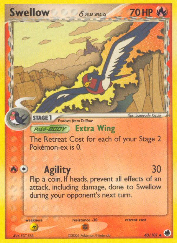 Swellow (40/101) (Delta Species) [EX: Dragon Frontiers] | Play N Trade Winnipeg