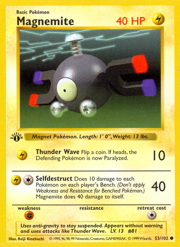 Magnemite (53/102) (Shadowless) [Base Set 1st Edition] | Play N Trade Winnipeg