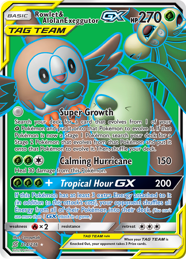 Rowlet & Alolan Exeggutor GX (214/236) [Sun & Moon: Unified Minds] | Play N Trade Winnipeg