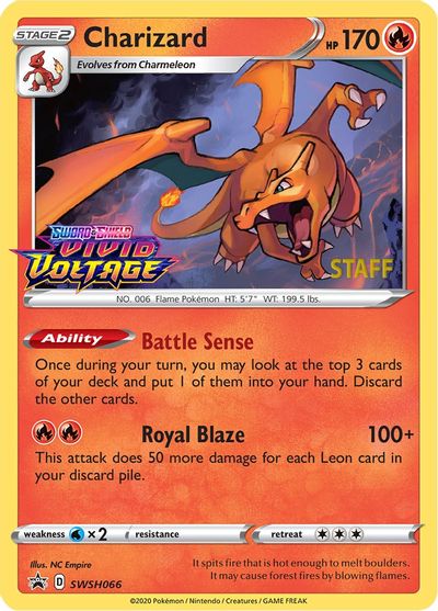 Charizard (SWSH066) (Staff Prerelease Promo) [Sword & Shield: Black Star Promos] | Play N Trade Winnipeg