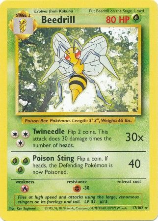 Beedrill (17/102) [Base Set Unlimited] | Play N Trade Winnipeg