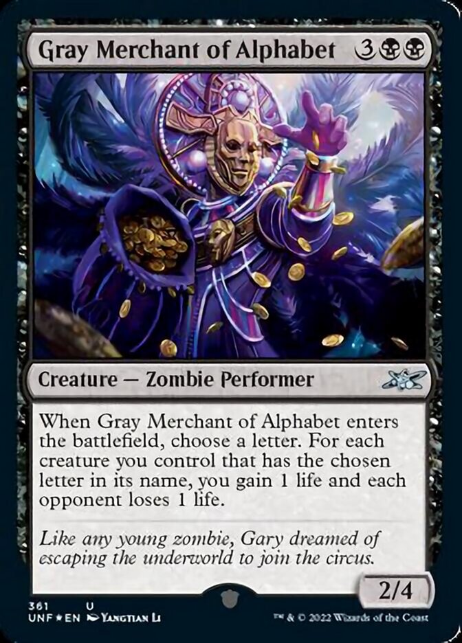 Gray Merchant of Alphabet (Galaxy Foil) [Unfinity] | Play N Trade Winnipeg