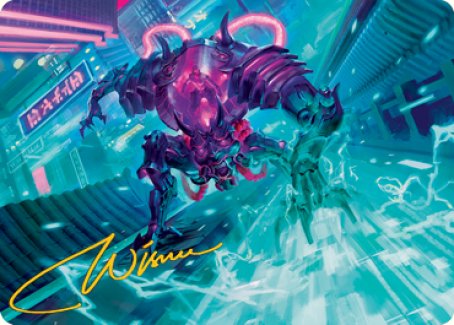 Surgehacker Mech Art Card (Gold-Stamped Signature) [Kamigawa: Neon Dynasty Art Series] | Play N Trade Winnipeg