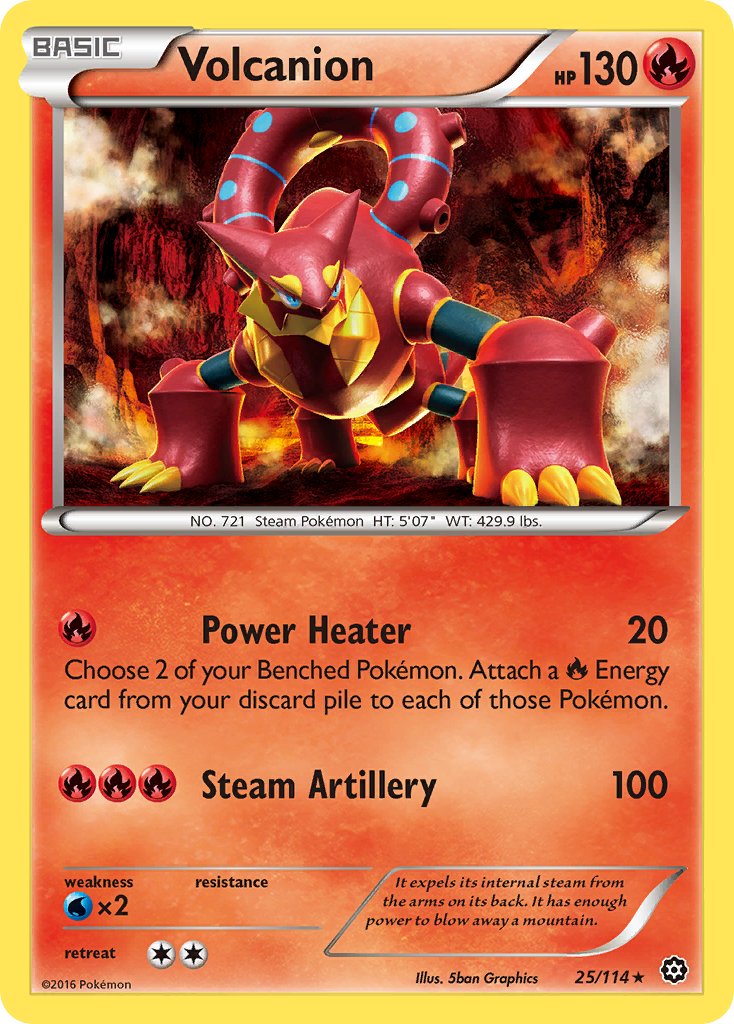 Volcanion (25/114) (Cracked Ice Holo) (Theme Deck Exclusive) [XY: Steam Siege] | Play N Trade Winnipeg