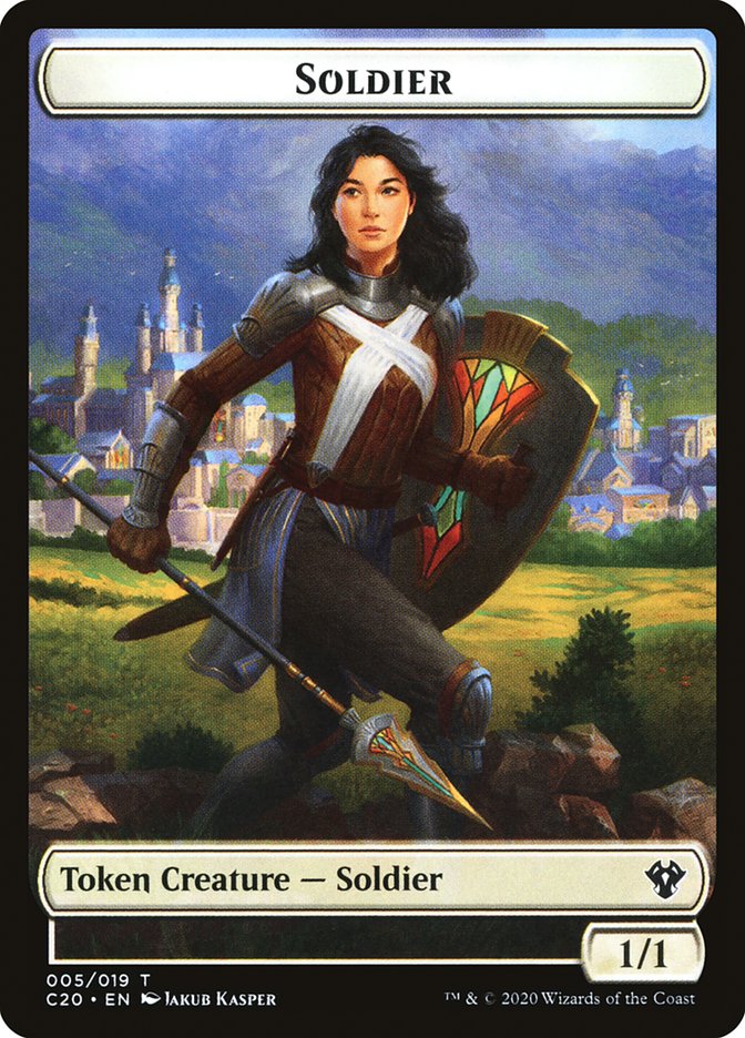 Human Soldier (005) // Drake Double-sided Token [Commander 2020 Tokens] | Play N Trade Winnipeg