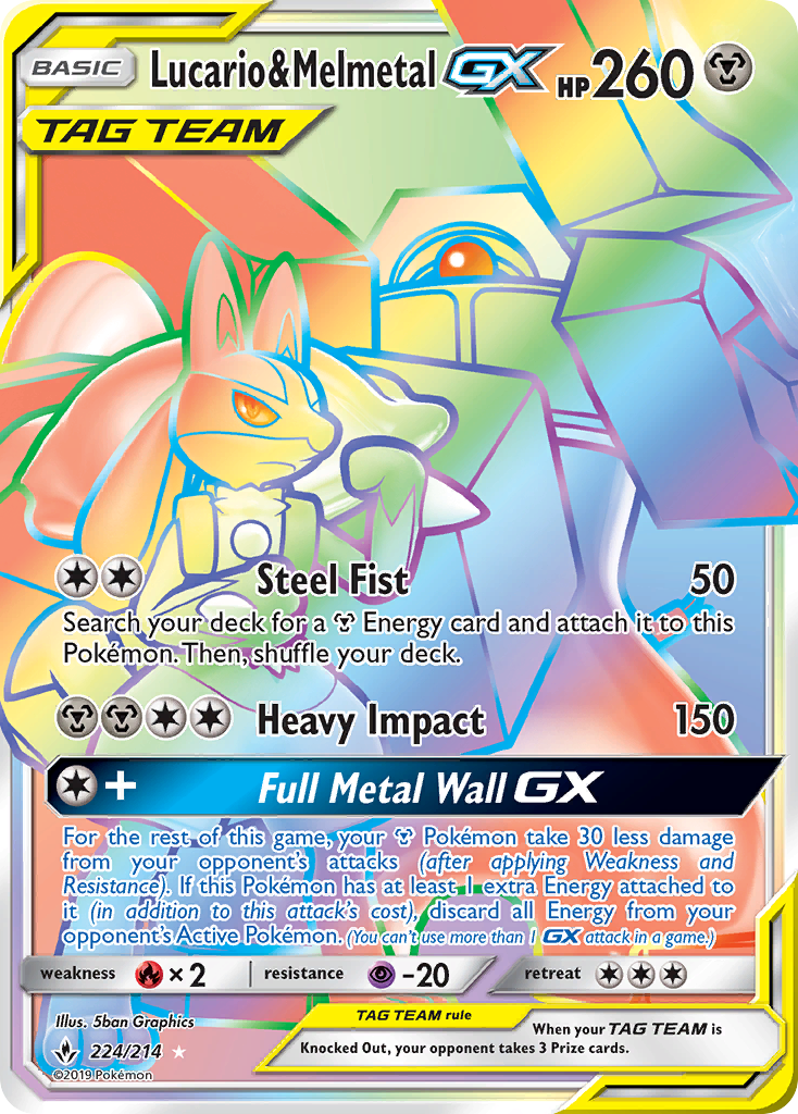 Lucario & Melmetal GX (224/214) [Sun & Moon: Unbroken Bonds] | Play N Trade Winnipeg