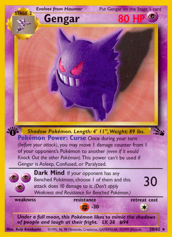 Gengar (20/62) [Fossil 1st Edition] | Play N Trade Winnipeg