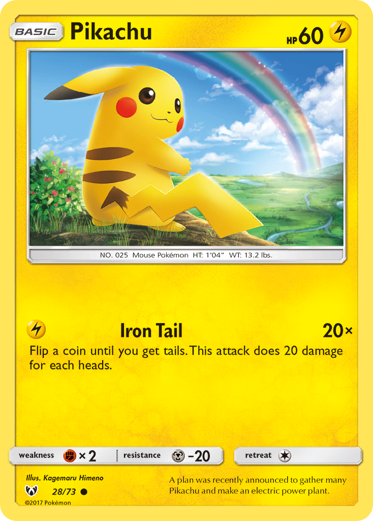 Pikachu (28/73) (Cosmos Holo) [Sun & Moon: Shining Legends] | Play N Trade Winnipeg