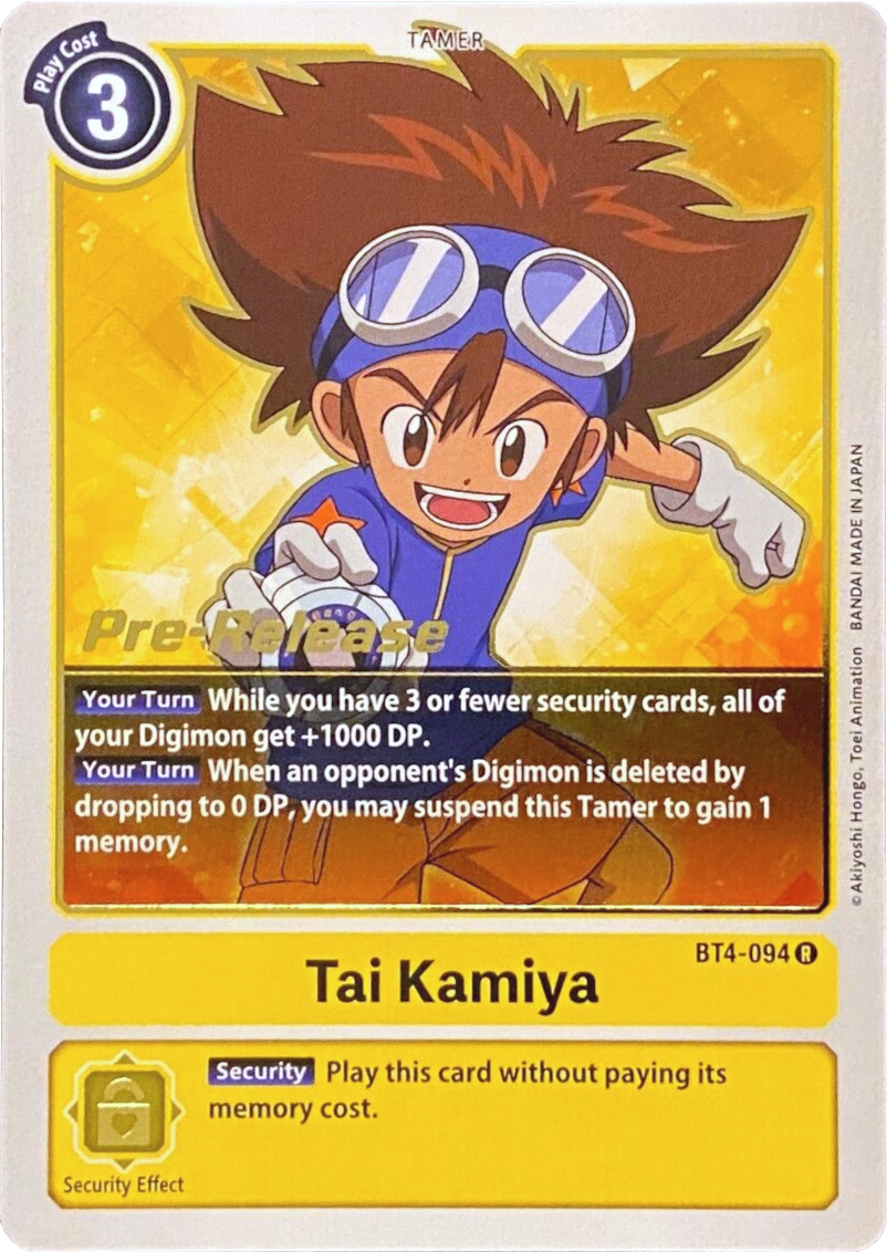 Tai Kamiya [BT4-094] [Great Legend Pre-Release Promos] | Play N Trade Winnipeg