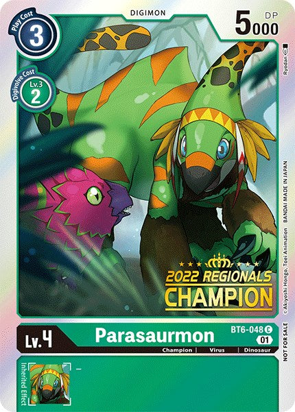 Parasaurmon [BT6-048] (2022 Championship Online Regional) (Online Champion) [Double Diamond Promos] | Play N Trade Winnipeg