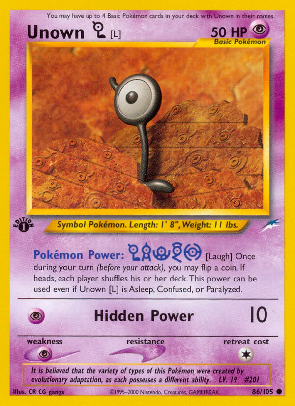 Unown [L] (86/105) [Neo Destiny 1st Edition] | Play N Trade Winnipeg