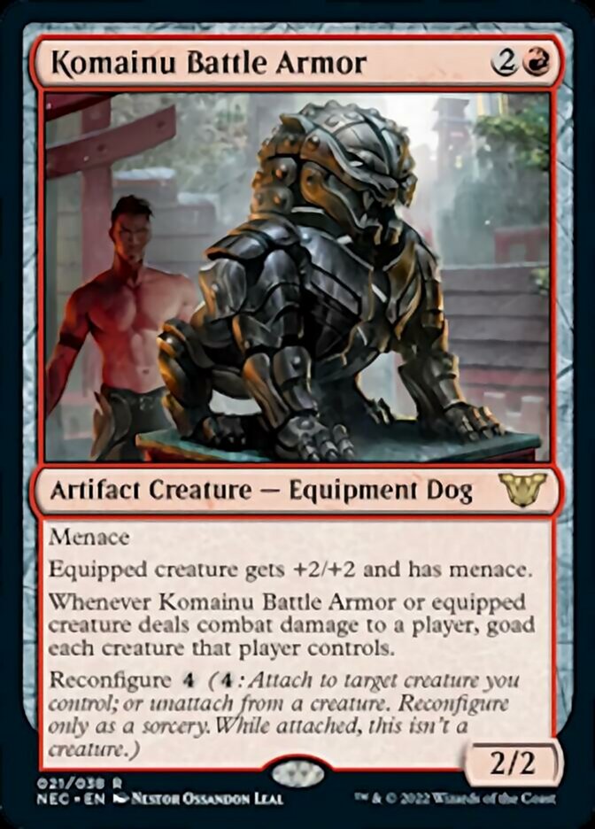 Komainu Battle Armor [Kamigawa: Neon Dynasty Commander] | Play N Trade Winnipeg