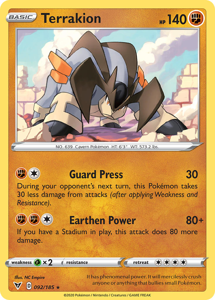 Terrakion (092/185) [Sword & Shield: Vivid Voltage] | Play N Trade Winnipeg