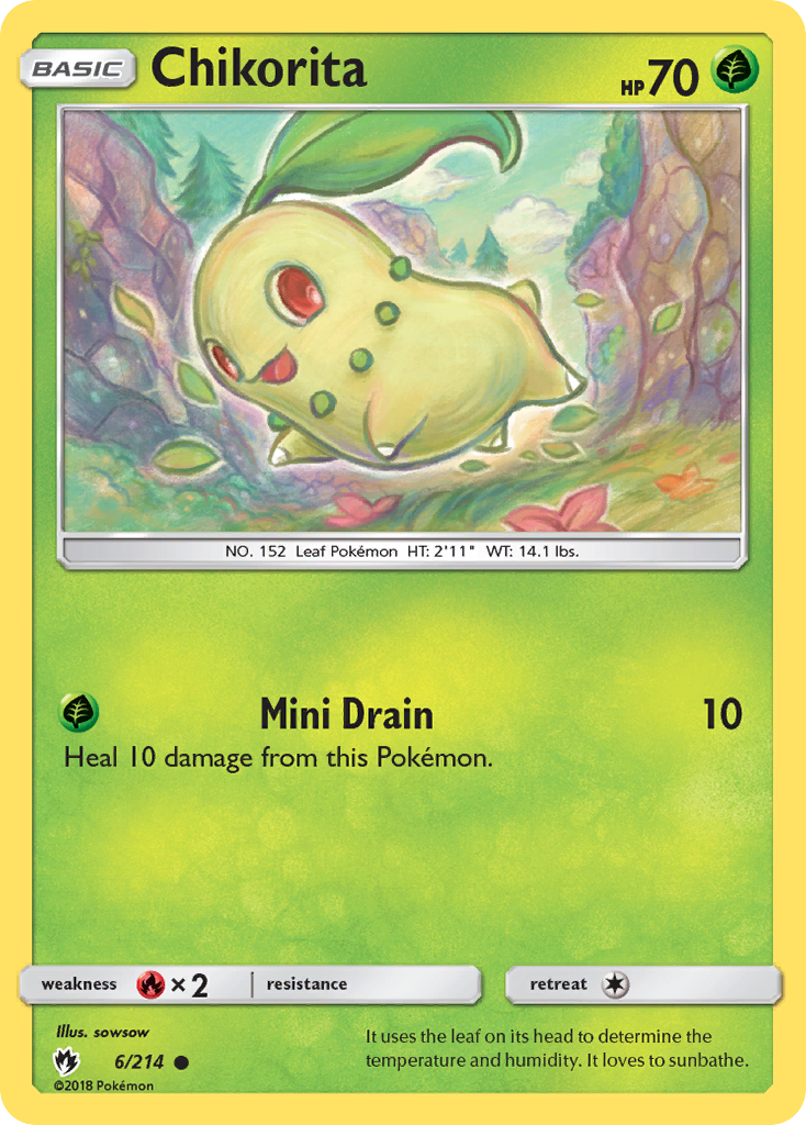 Chikorita (6/214) [Sun & Moon: Lost Thunder] | Play N Trade Winnipeg