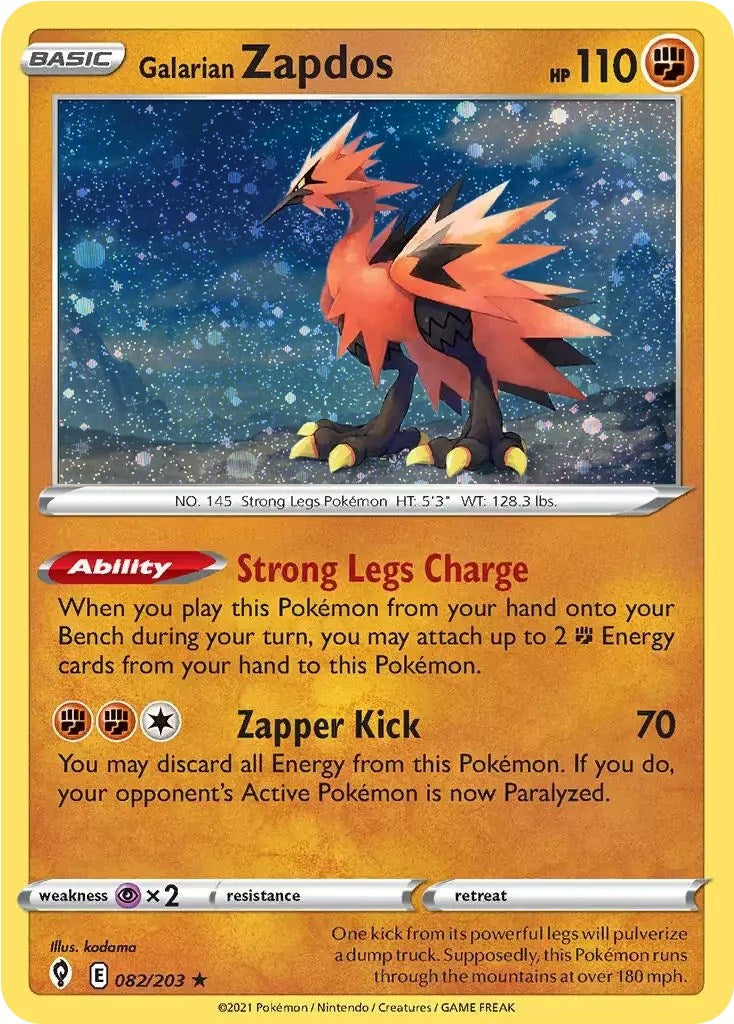 Galarian Zapdos (082/203) (Cosmos Holo) [Sword & Shield: Evolving Skies] | Play N Trade Winnipeg