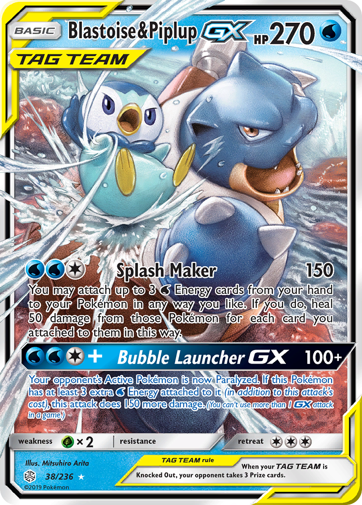 Blastoise & Piplup GX (38/236) [Sun & Moon: Cosmic Eclipse] | Play N Trade Winnipeg