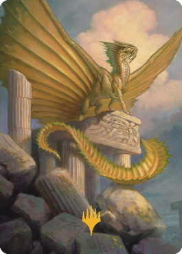 Ancient Gold Dragon Art Card (05) (Gold-Stamped Signature) [Commander Legends: Battle for Baldur's Gate Art Series] | Play N Trade Winnipeg