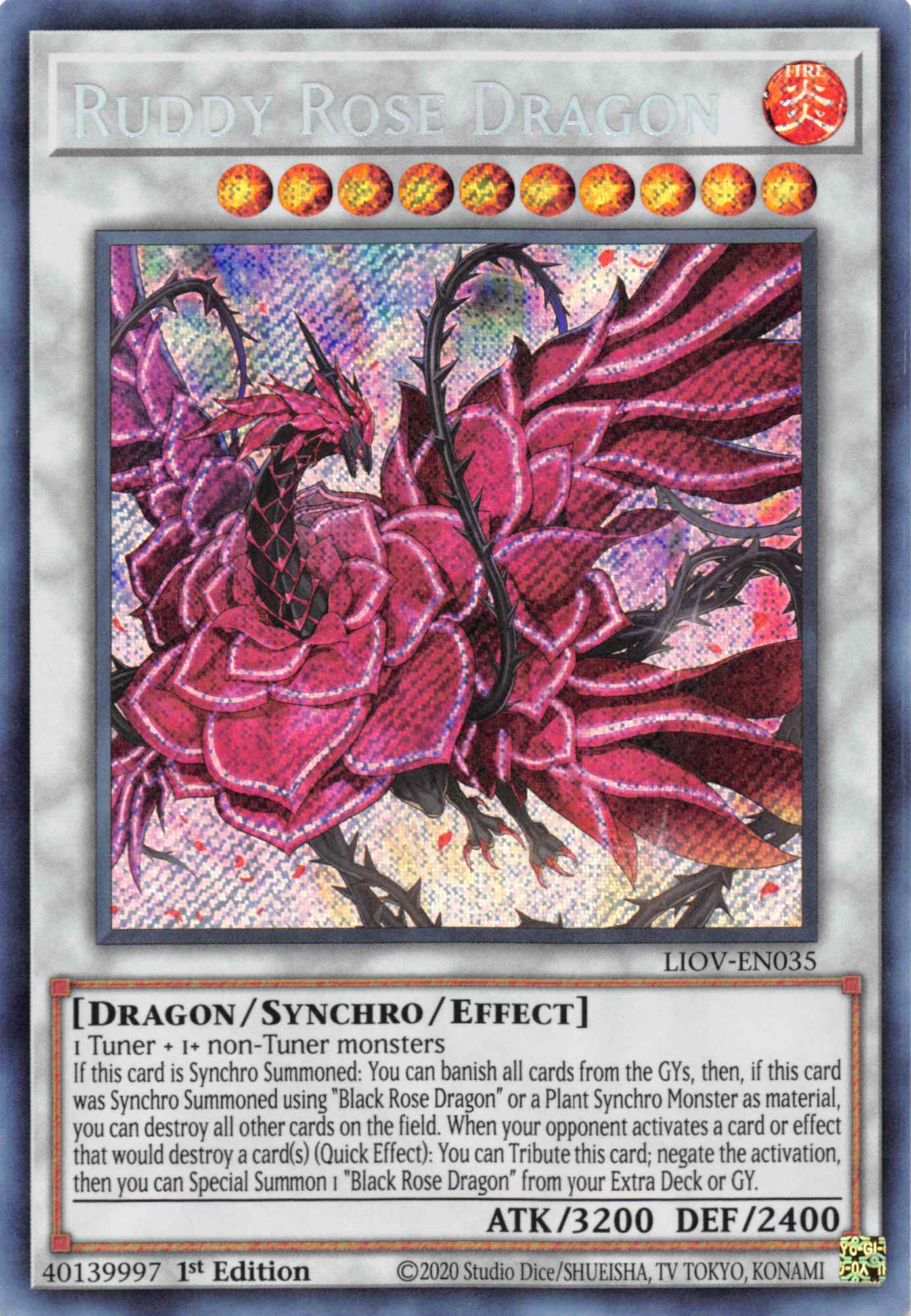 Ruddy Rose Dragon [LIOV-EN035] Secret Rare | Play N Trade Winnipeg