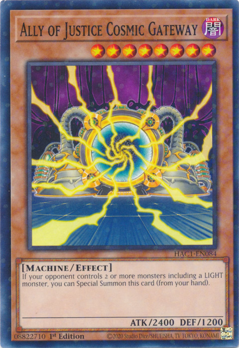 Ally of Justice Cosmic Gateway (Duel Terminal) [HAC1-EN084] Parallel Rare | Play N Trade Winnipeg