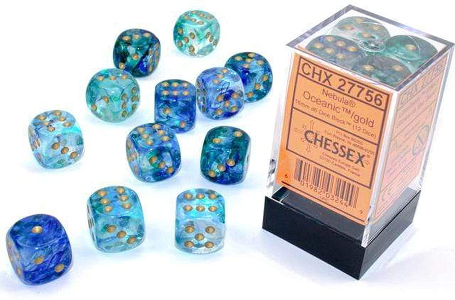 CHESSEX - 12D6 NEBULA OCEANIC/GOLD LUMINARY | Play N Trade Winnipeg