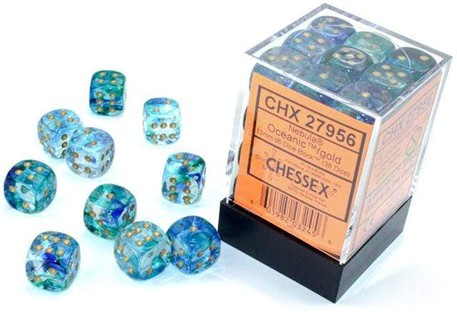CHESSEX - NEBULA 36D6 OCEANIC/GOLD 12MM | Play N Trade Winnipeg