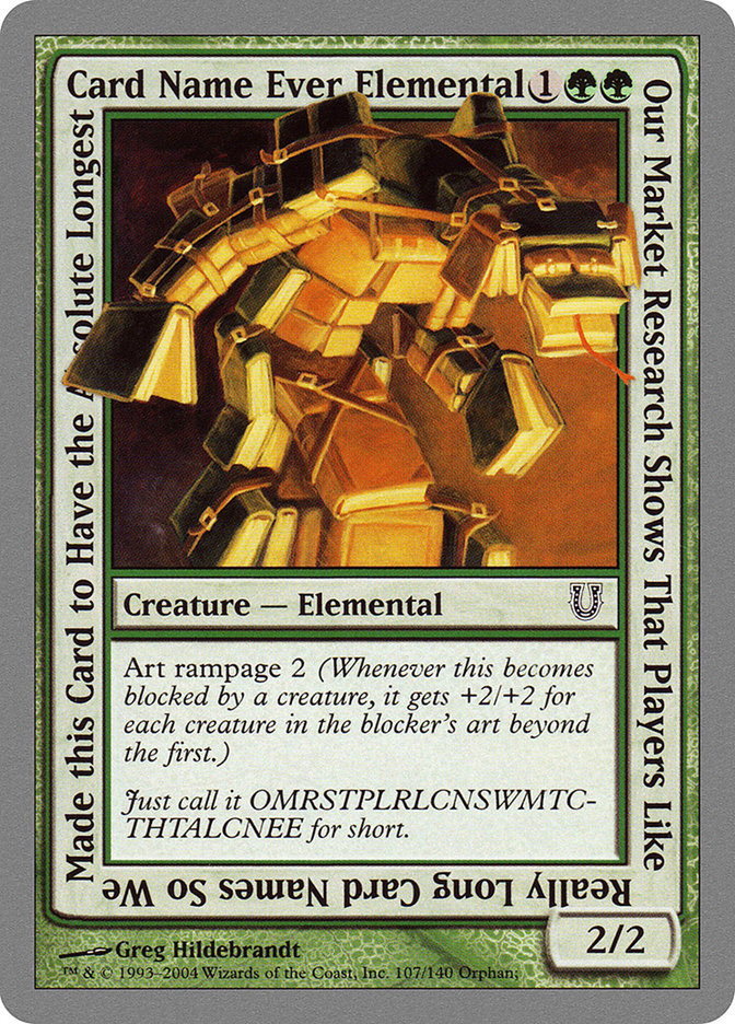 Our Market Research Shows That Players Like Really Long Card Names So We Made this Card to Have the Absolute Longest Card Name Ever Elemental [Unhinged] | Play N Trade Winnipeg