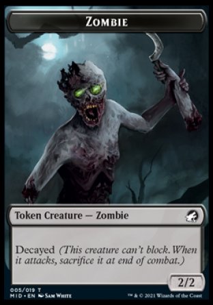 Zombie (005) // Beast (008) Double-sided Token [Innistrad: Midnight Hunt Tokens] | Play N Trade Winnipeg