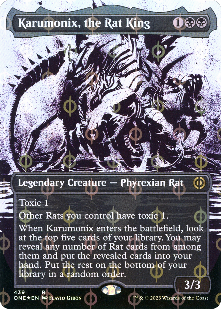 Karumonix, the Rat King (Borderless Ichor Step-and-Compleat Foil) [Phyrexia: All Will Be One] | Play N Trade Winnipeg