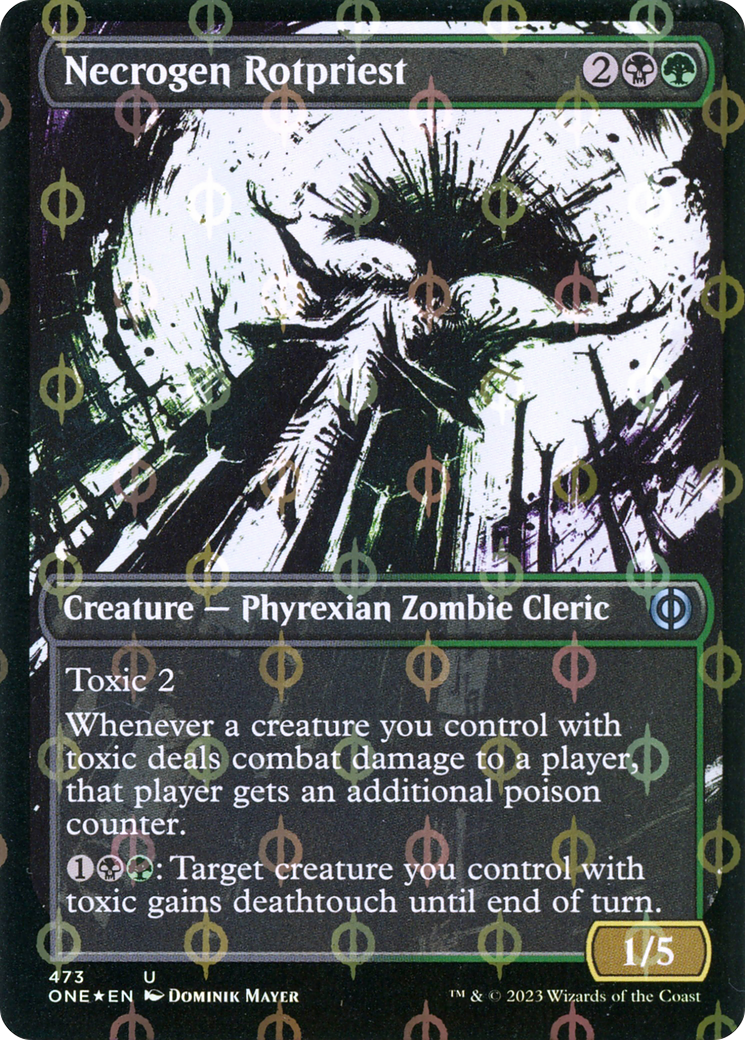 Necrogen Rotpriest (Borderless Ichor Step-and-Compleat Foil) [Phyrexia: All Will Be One] | Play N Trade Winnipeg