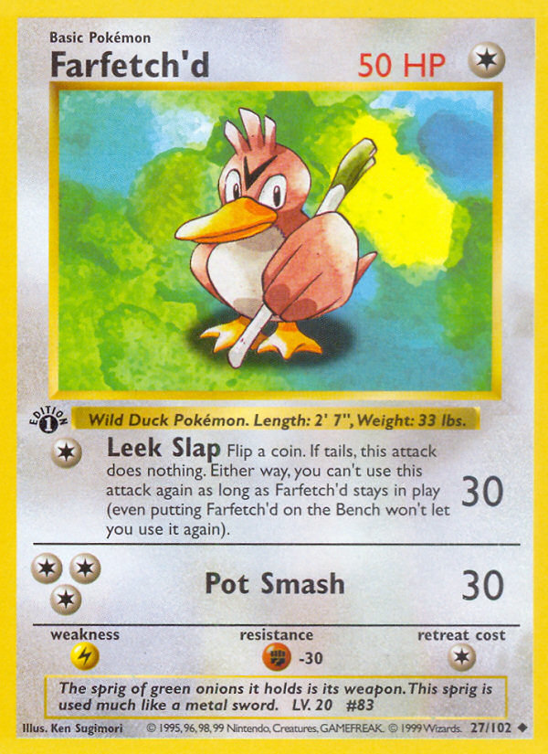 Farfetch'd (27/102) (Shadowless) [Base Set 1st Edition] | Play N Trade Winnipeg