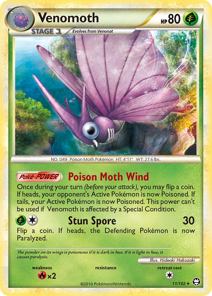 Venomoth (11/102) (Theme Deck Exclusive) [HeartGold & SoulSilver: Triumphant] | Play N Trade Winnipeg