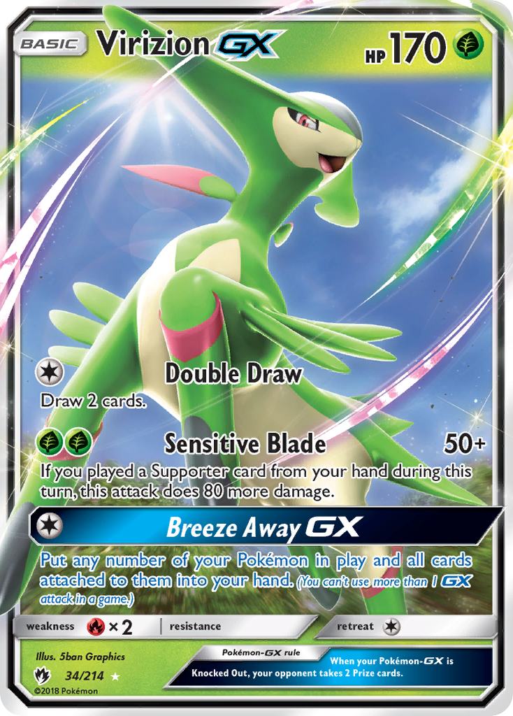 Virizion GX (34/214) [Sun & Moon: Lost Thunder] | Play N Trade Winnipeg