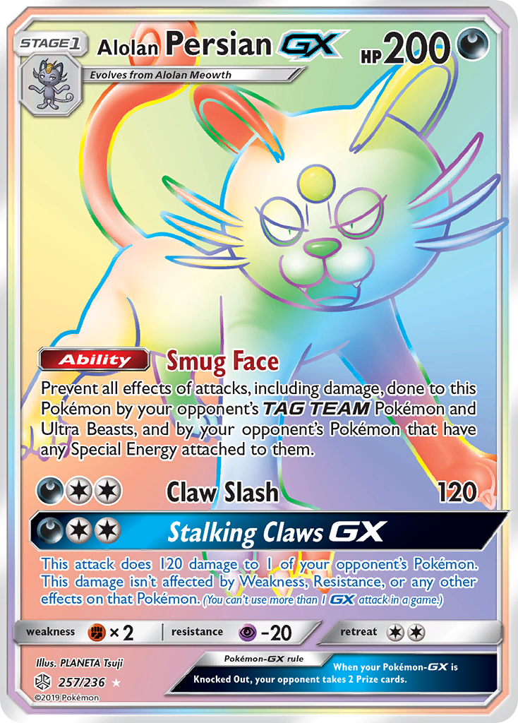 Alolan Persian GX (257/236) [Sun & Moon: Cosmic Eclipse] | Play N Trade Winnipeg