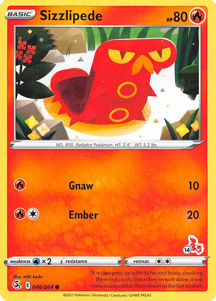 Sizzlipede (046/264) (Cinderace Stamp #14) [Battle Academy 2022] | Play N Trade Winnipeg