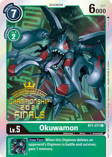 Okuwamon [BT1-077] (2021 Championship Finals Event Pack Alt-Art Gold Stamp Set) [Release Special Booster Promos] | Play N Trade Winnipeg