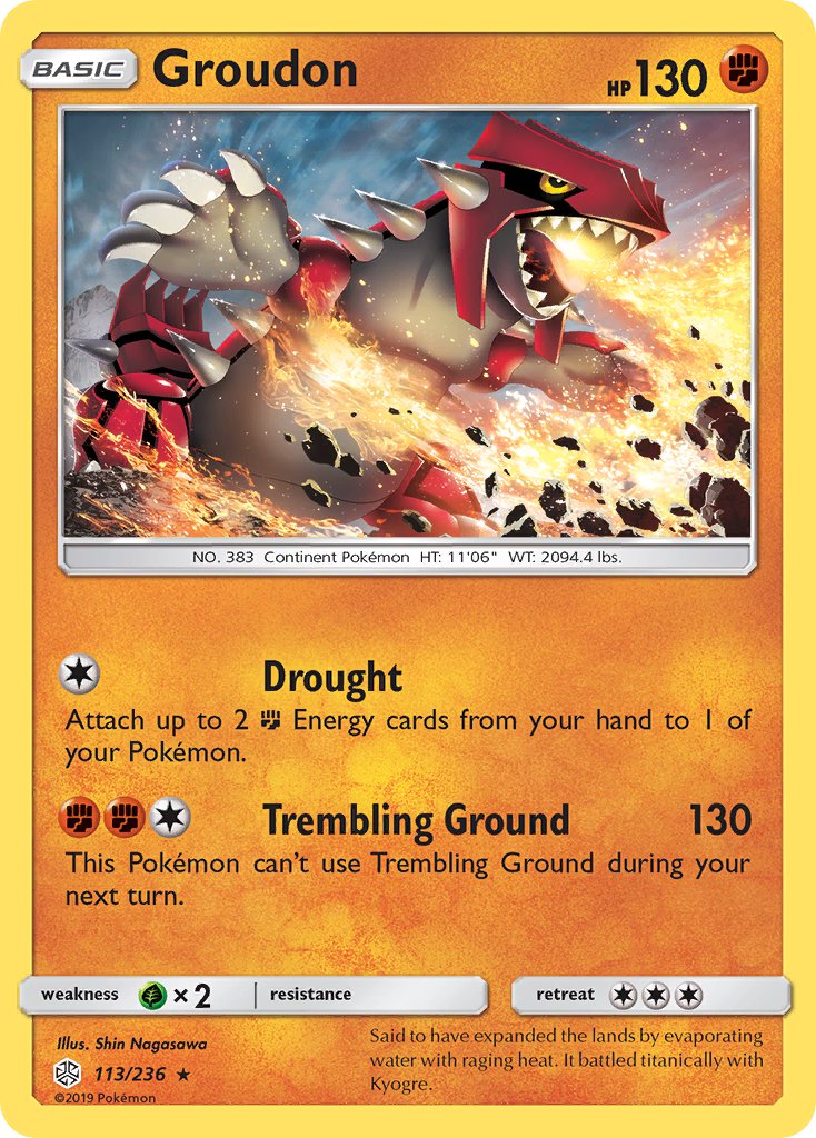 Groudon (113/236) (Cracked Ice Holo) (Theme Deck Exclusive) [Sun & Moon: Cosmic Eclipse] | Play N Trade Winnipeg