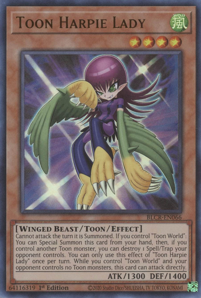 Toon Harpie Lady [BLCR-EN066] Ultra Rare | Play N Trade Winnipeg