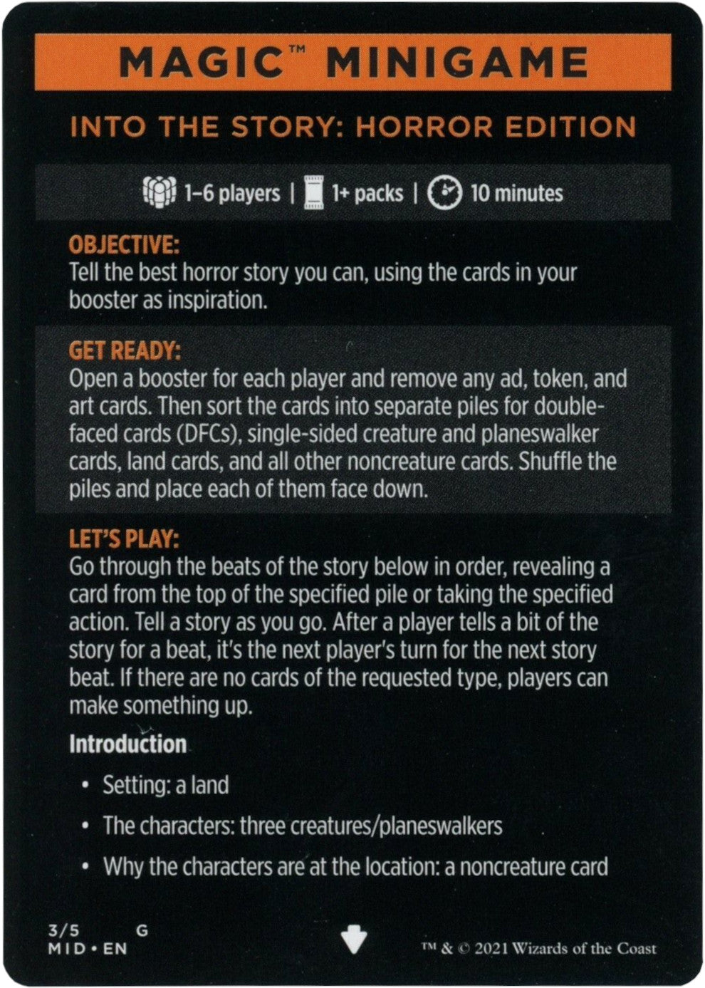 Into the Story: Horror Edition (Magic Minigame) [Innistrad: Midnight Hunt Minigame] | Play N Trade Winnipeg