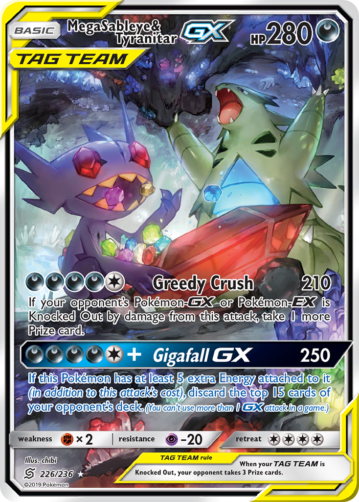 Mega Sableye & Tyranitar GX (226/236) [Sun & Moon: Unified Minds] | Play N Trade Winnipeg