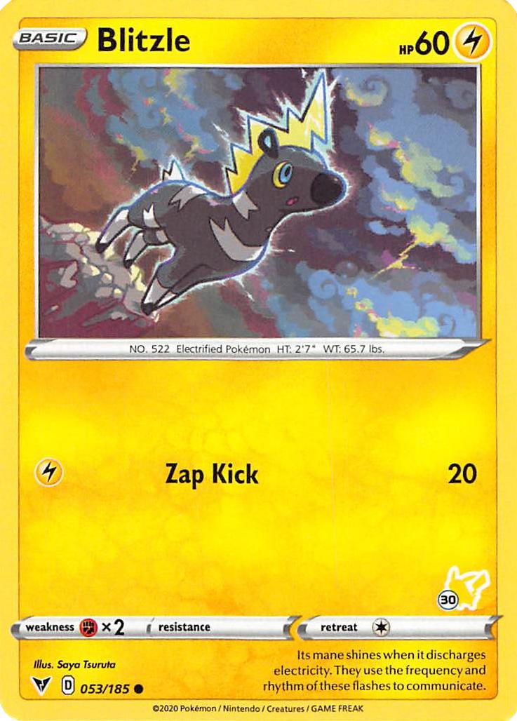 Blitzle (053/185) (Pikachu Stamp #30) [Battle Academy 2022] | Play N Trade Winnipeg