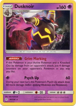 Dusknoir (85/236) (Theme Deck Exclusive) [Sun & Moon: Cosmic Eclipse] | Play N Trade Winnipeg