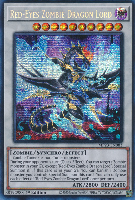 Red-Eyes Zombie Dragon Lord [MP23-EN083] Prismatic Secret Rare | Play N Trade Winnipeg